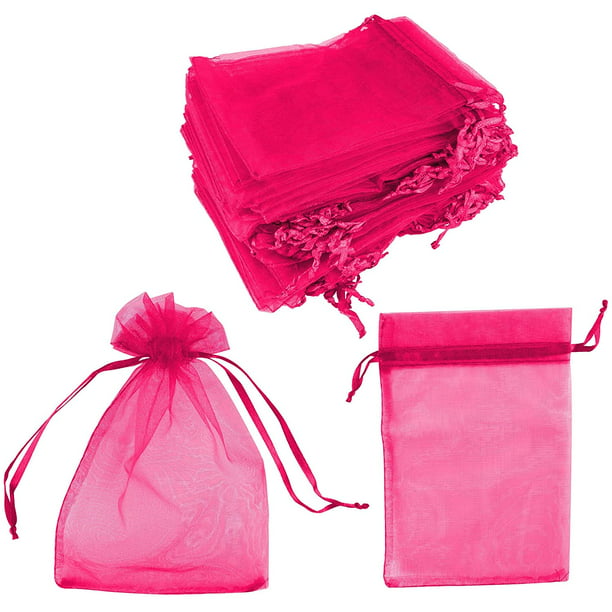 Fuchsia Pink Organza Gift Favour Bags Wedding Jewellery Drawstring Pouches